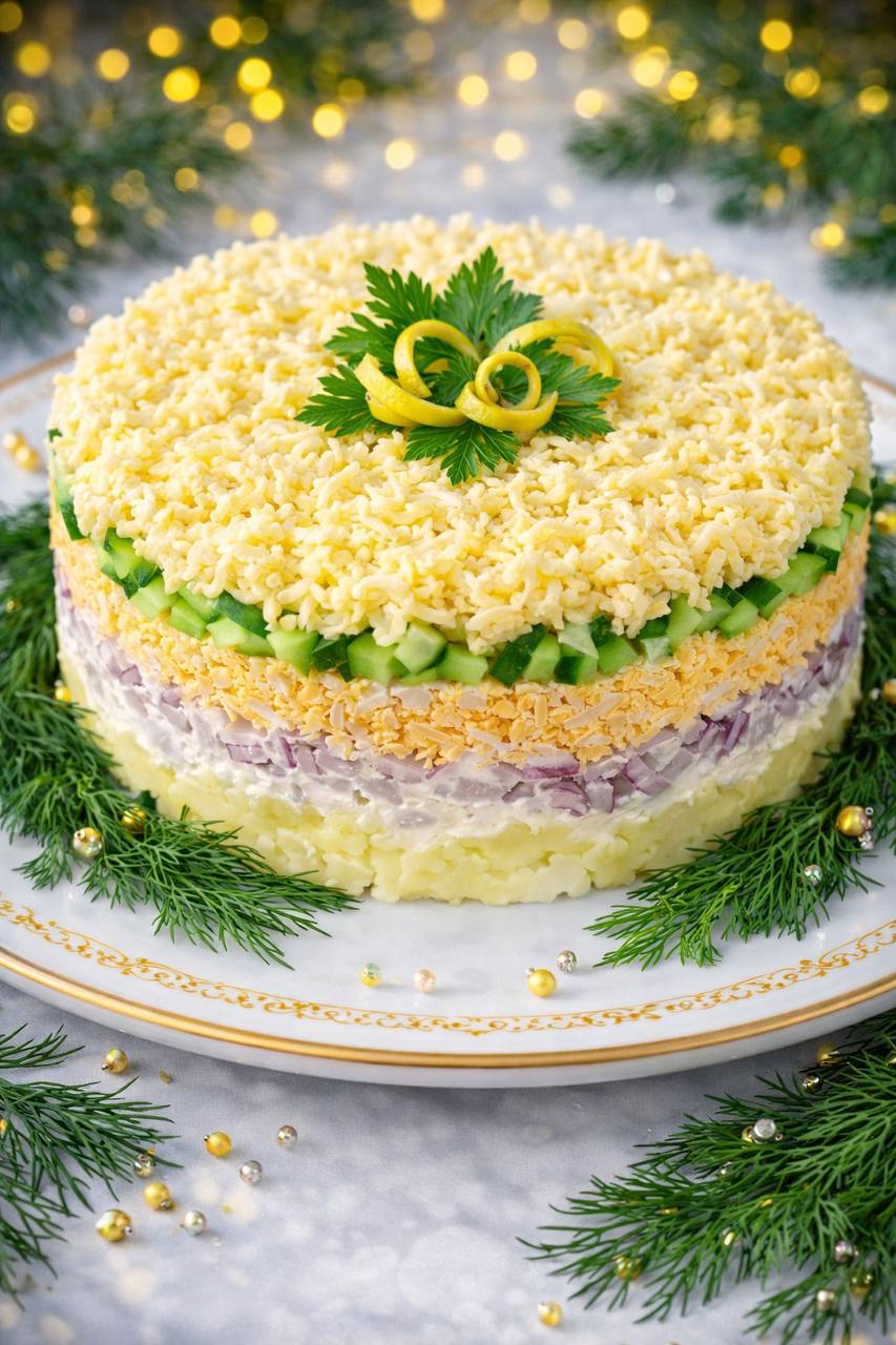  Салат «Корона Норвегії» — зникає зі столу швидше за «Олів’є»! Розкішний смак із простих продуктів