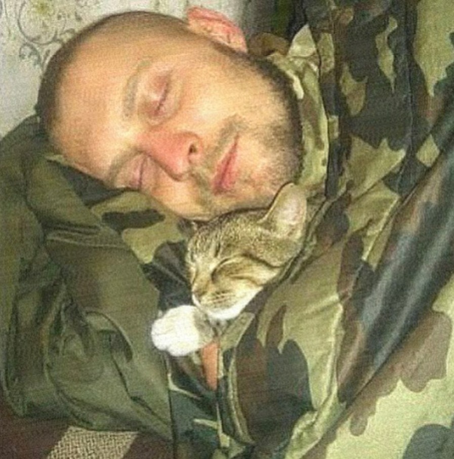 Пишу з поїзда… Зі мною їде хлопець з передової з котиком. Знаєте, він говорить у сні. Ні, я неправильно висловився, він скрикує уві сні. І це ст рашно. Ст рашно те, як і що він скрикує. У його сні йде бій…